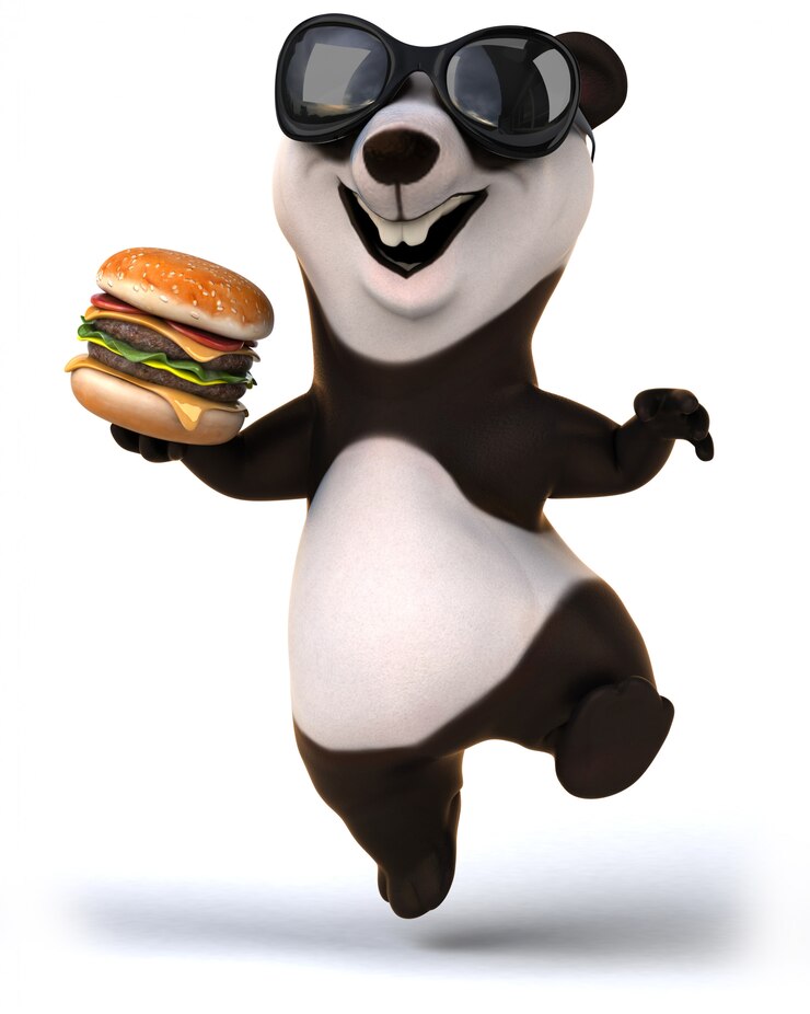 Foto representación 3d del divertido oso panda