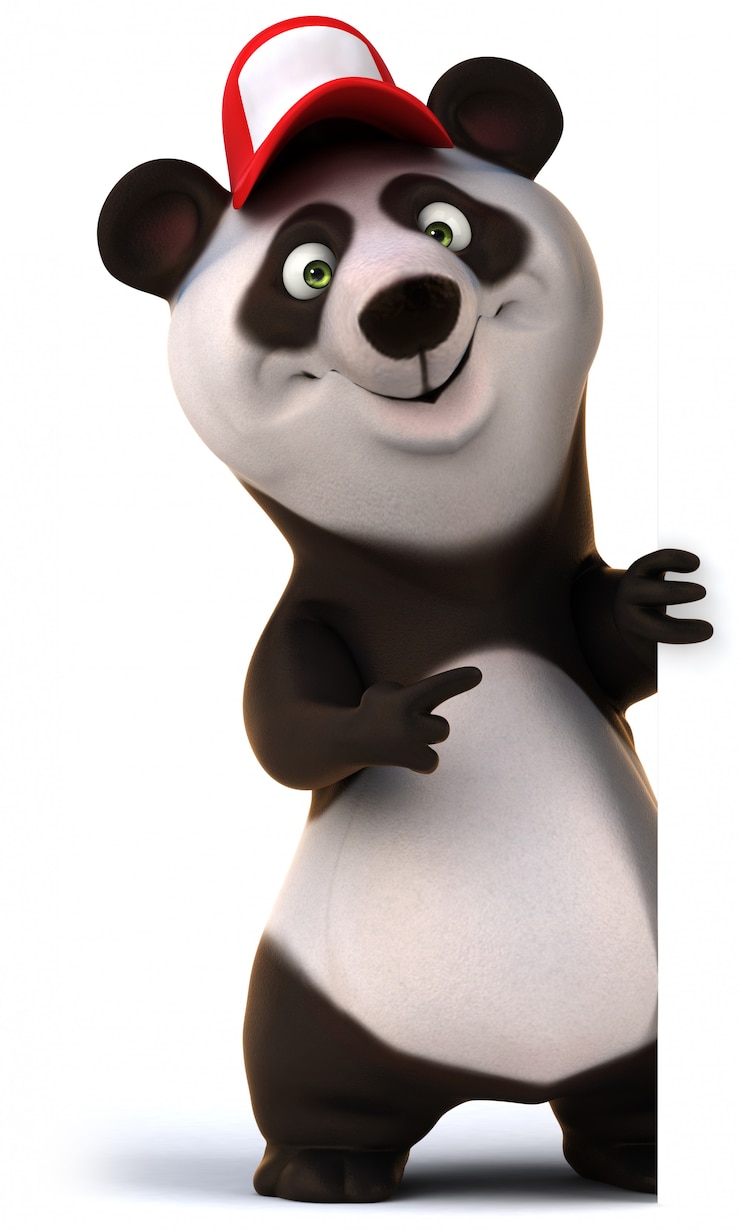 Foto representación 3d del divertido oso panda