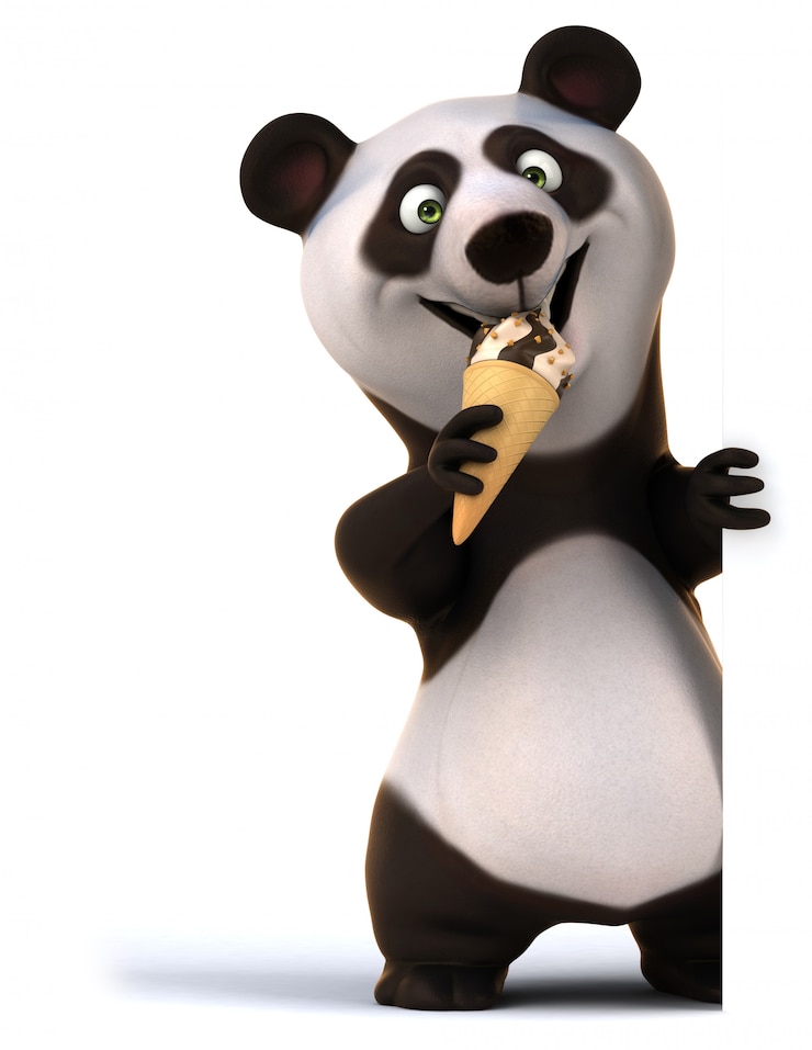 Foto representación 3d del divertido oso panda