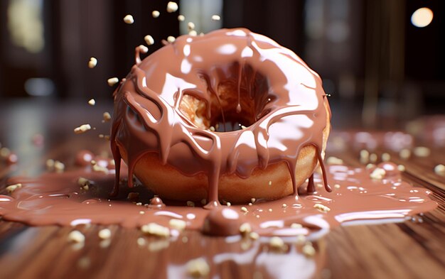 Representación 3d de donut derritiéndose