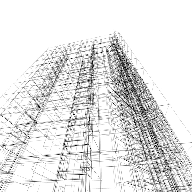Representación 3d de edificio abstracto