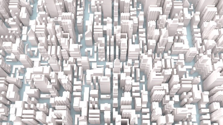 Foto la representación 3d de los edificios de la ciudad blanca