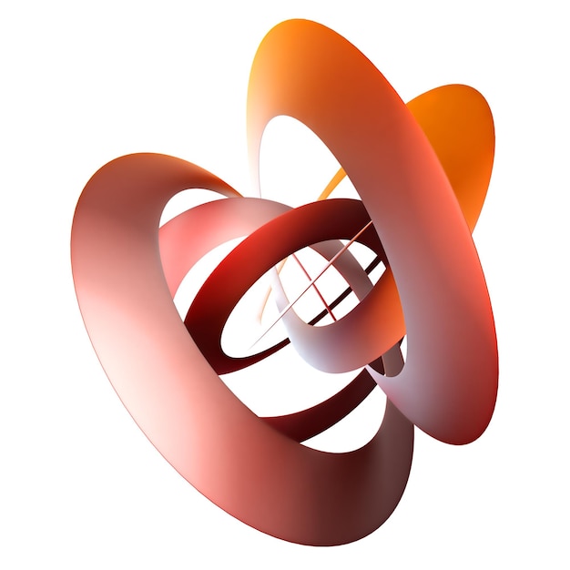 Representación 3D de un elemento giratorio elegante naranja rojo