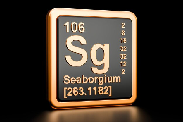 Foto representación 3d del elemento químico seaborgium sg