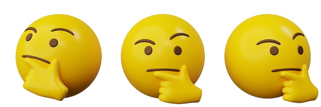 Foto representación 3d emoji de pensamiento o emoticono de bola amarilla interfaz de usuario creativa símbolo de diseño web