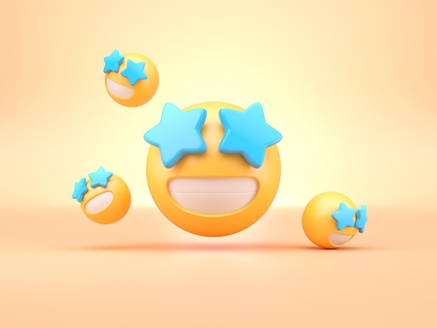 Representación 3D de emojis 3D