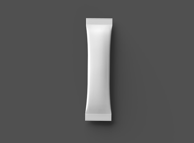 representación en 3D de un envase de bolsa brillante para su producto sobre un fondo oscuro
