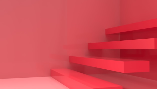 Representación 3D con escalera roja.