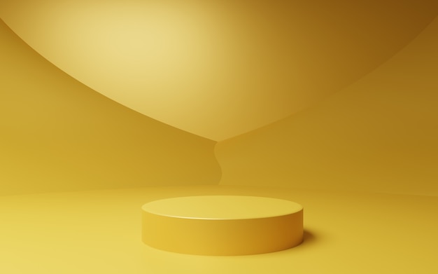 Representación 3D de la escena de fondo mínimo abstracto de oro vacío para anuncios de cosméticos de diseño publicitario