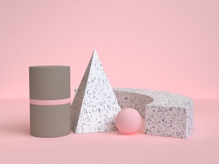 Foto representación 3d escena de mármol rosa escena mínima