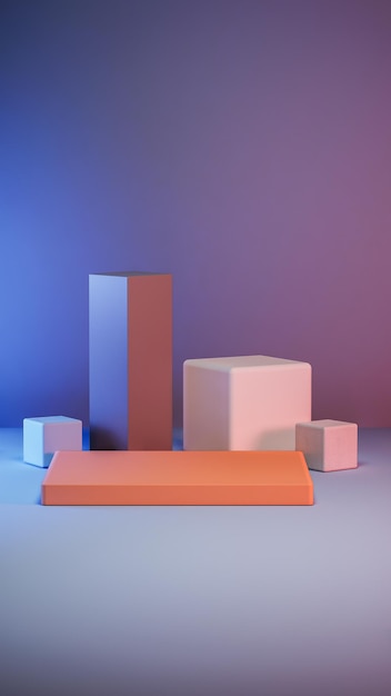 Representación 3D de la escena del podio en los productos de fondo 3D