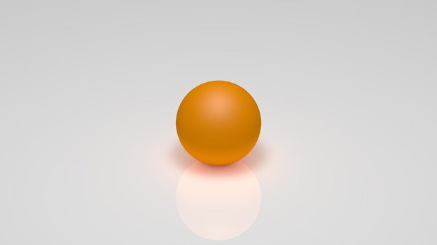 Representación 3D, una esfera naranja sobre un fondo blanco.