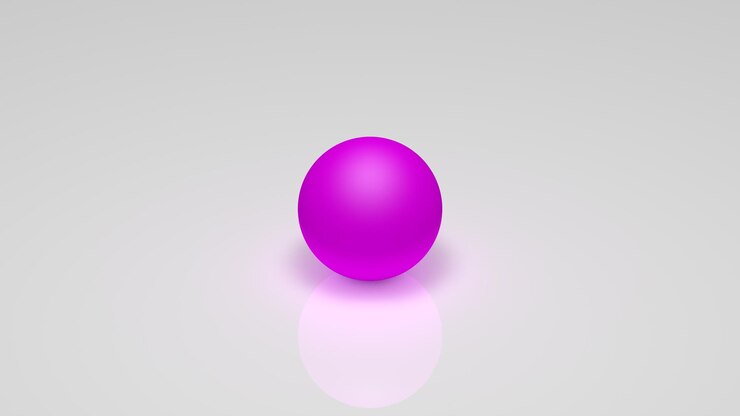 Foto representación 3d, una esfera rosa sobre un fondo blanco.