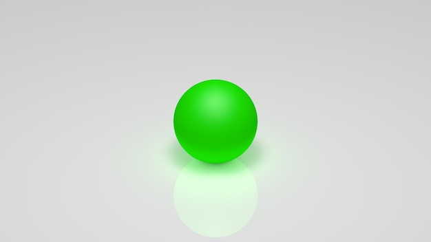 Foto representación 3d, una esfera verde sobre un fondo blanco.