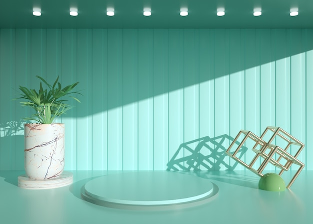 Representación 3D del espacio vacío de fondo abstracto con podio