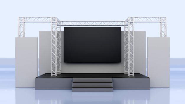 Representación 3D del espectáculo en el escenario y la construcción de armazones para presentaciones comerciales