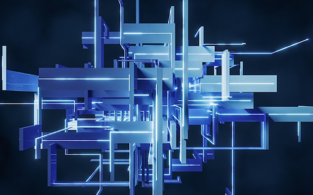 Representación 3d de estructura de línea de ciencia y tecnología