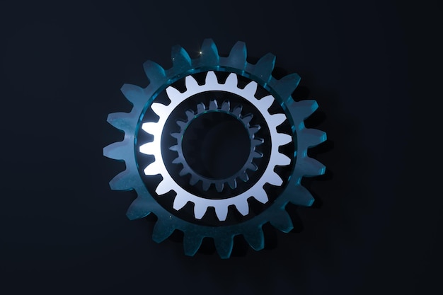 Representación 3d de estructura mecánica de engranajes industriales