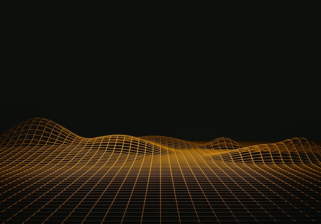 Representación 3D de estructura metálica de montaña topográfica