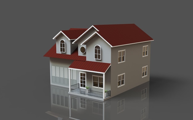 Representación 3D exterior de la ilustración del modelo de casa