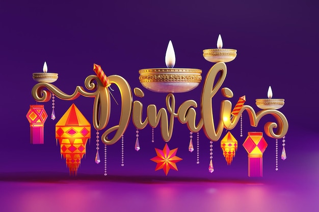 Representación 3D para el festival de diwali Diwali Deepavali o Dipavali el festival de las luces