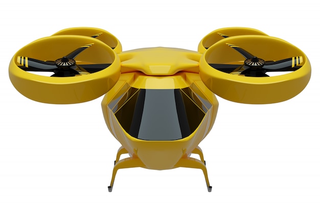 Foto representación 3d de flying golden drone