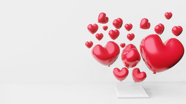Representación 3d fondo abstracto en forma de corazón día de san valentín 14 de febrero