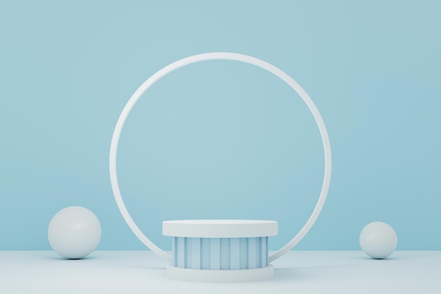 Representación 3D Fondo abstracto con podio de pedestal de cilindro de geometría básica realista Escena mínima para presentación de productos y maqueta de exhibición