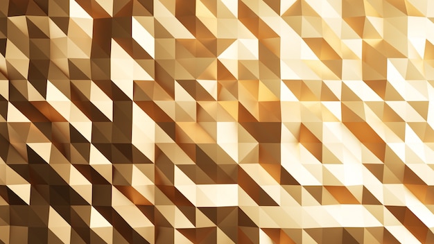 Representación 3D. Fondo abstracto triangular de oro.