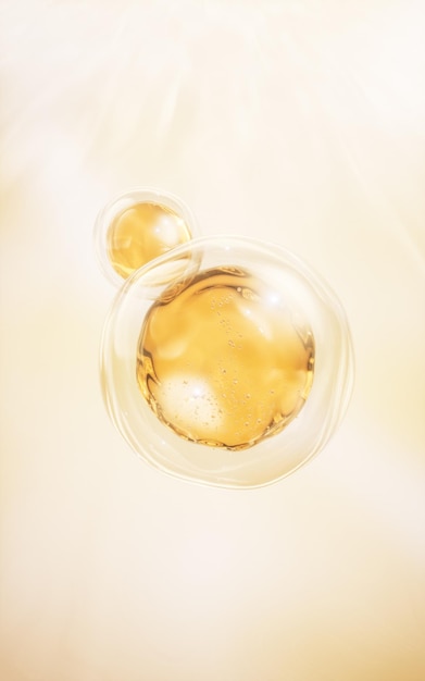 Representación 3d de fondo de burbuja de aceite líquido dorado