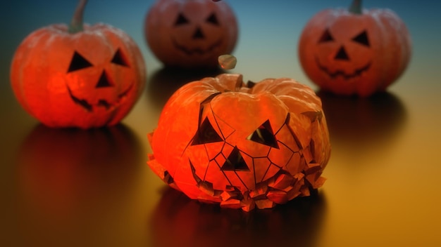 Representación 3d fondo de calabazas de halloween | Foto Premium