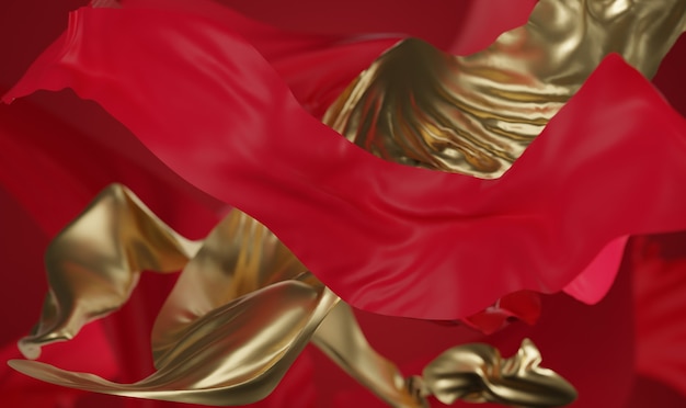 Representación 3D de fondo chino rojo y dorado