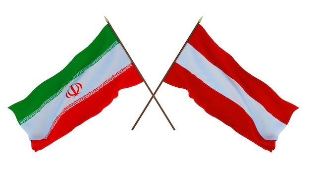 Representación 3D de fondo para diseñadores ilustradores Banderas del Día de la Independencia Nacional Irán y Austria