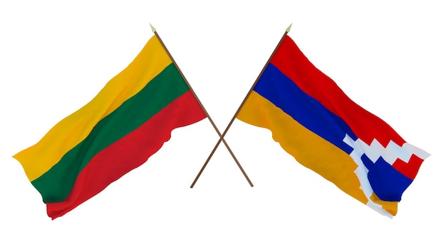 Representación 3D de fondo para diseñadores ilustradores Banderas del Día de la Independencia Nacional Lituania y Artsaj
