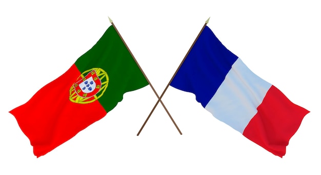 Foto representación 3d de fondo para diseñadores ilustradores banderas del día de la independencia nacional portugal y san martín