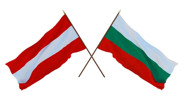 Representación 3D de fondo para diseñadores ilustradores Banderas del Día Nacional de la Independencia de Austria y Bulgaria