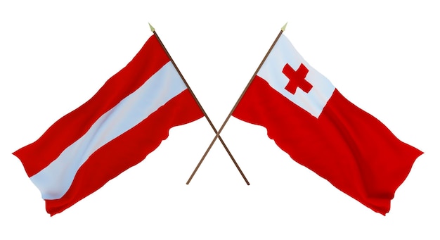 Representación 3D de fondo para diseñadores ilustradores Banderas del Día Nacional de la Independencia de Austria y Tonga