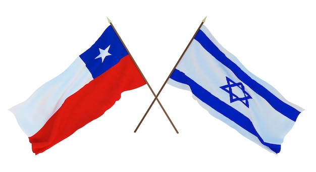 Representación 3D de fondo para diseñadores ilustradores Banderas del Día Nacional de la Independencia Chile e Israel