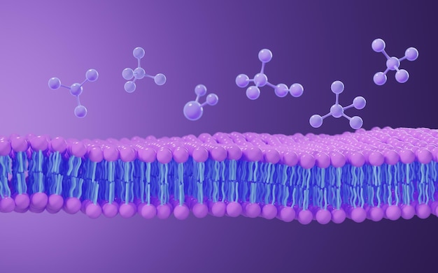 Foto representación 3d del fondo de la estructura de la membrana celular