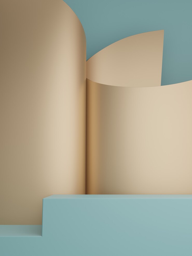 Representación 3D Fondo de exhibición de producto de arte de papel mínimo de lujo con plataforma Gold