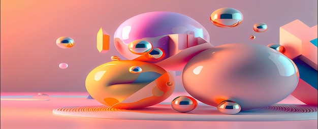 Representación 3d de fondo de figuras abstractas coloridas