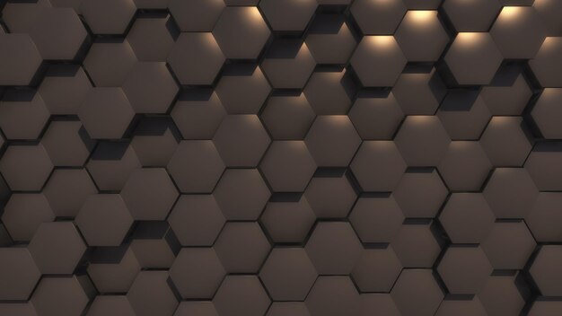 Representación 3d Fondo de geometría hexagonal abstracta