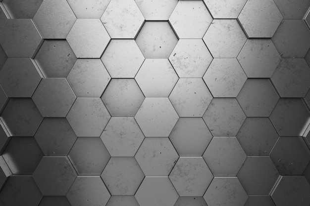 Representación 3d de fondo hexagonal futurista y tecnológico