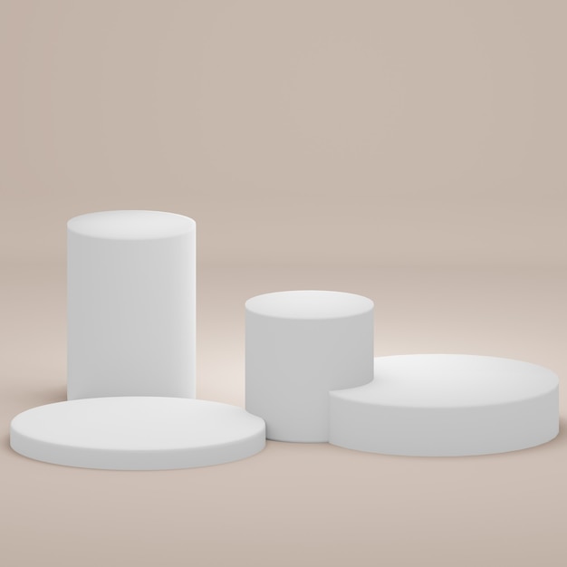 Representación 3D de fondo mínimo, escena simulada con forma de geometría de podio para exhibición de productos.