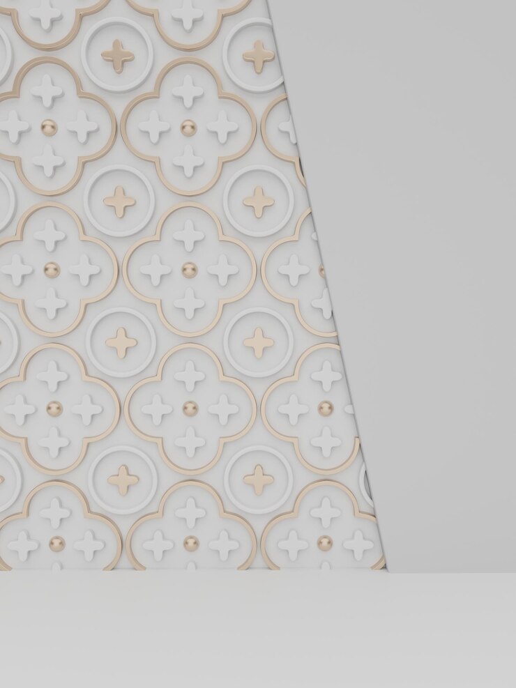 Representación 3D Fondo de pantalla de producto de disparo de estudio navideño o estacional con patrón de pared