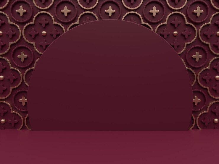 Representación 3D Fondo de pantalla de producto de disparo de estudio navideño o estacional con patrón de pared