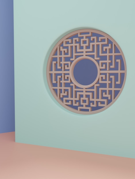 Representación 3D Fondo de pantalla de producto de estilo asiático chino japonés o coreano Colores pastel