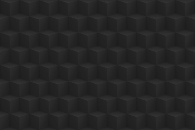 representación 3d fondo de pared de caja de cubos de forma cuadrada negra abstracta sin costuras.
