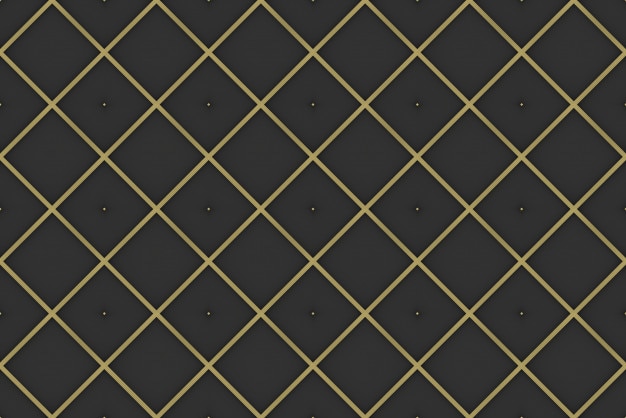 Representación 3d Fondo de pared de patrón de cuadrícula de oro cuadrado lujoso moderno transparente