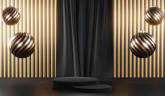 Foto representación 3d de fondo de producto en blanco para cosméticos en crema fondo de podio negro moderno